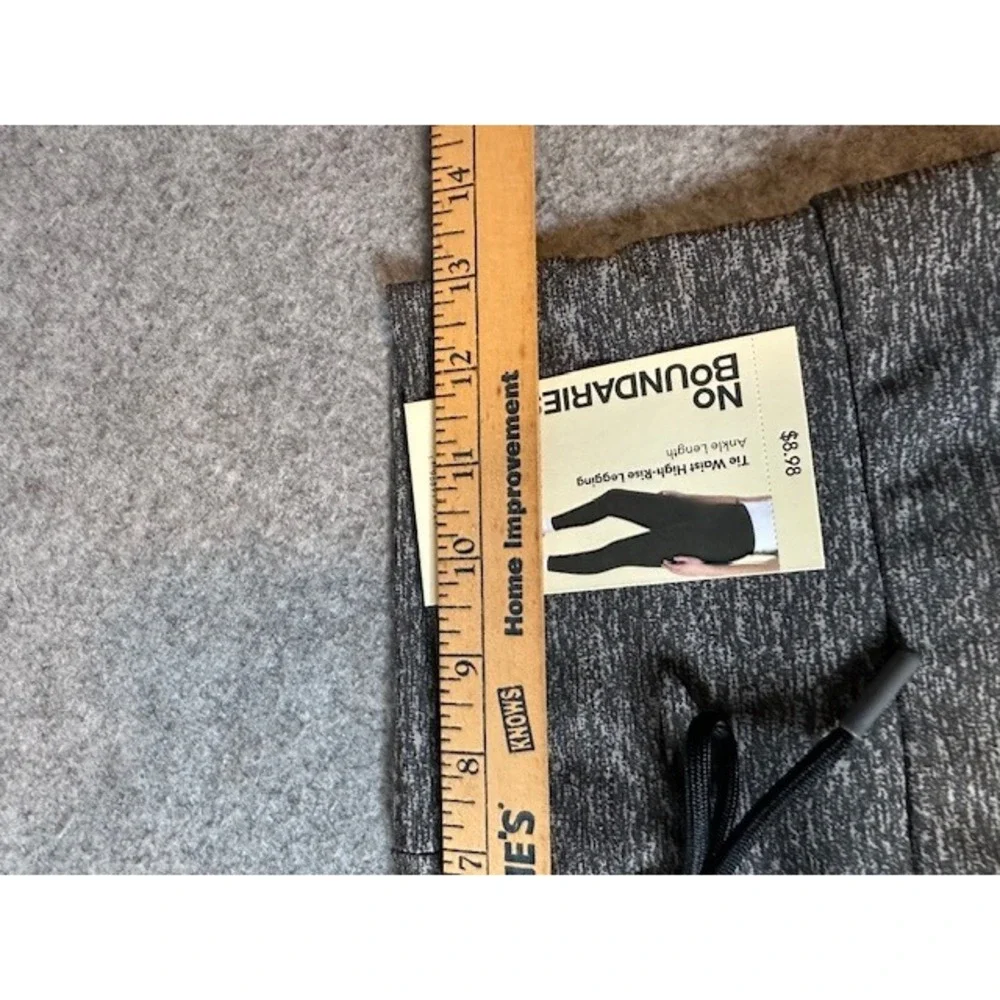 No Boundaries Womens High Rise Tie Waist Leggings Charcoal Grey Heather S/M NEW